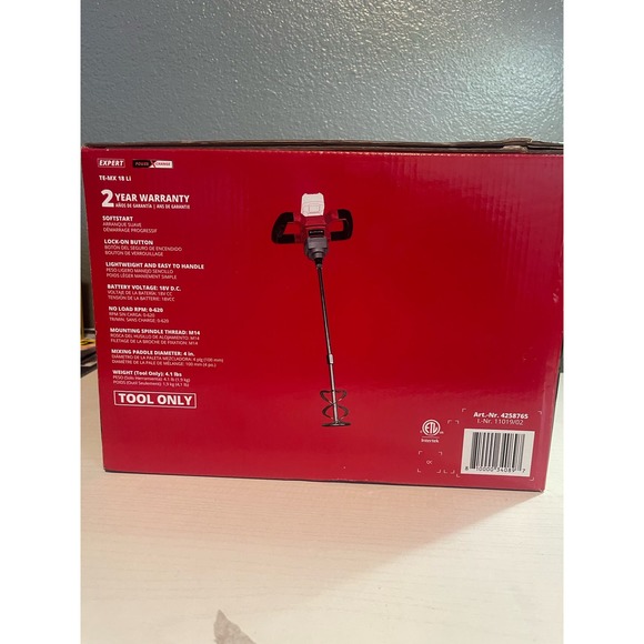 Einhell 18v Cordless Paint & Mortar Mixer TE-MX 18Li Tool ONLY NEW -0923SH - Picture 2 of 5